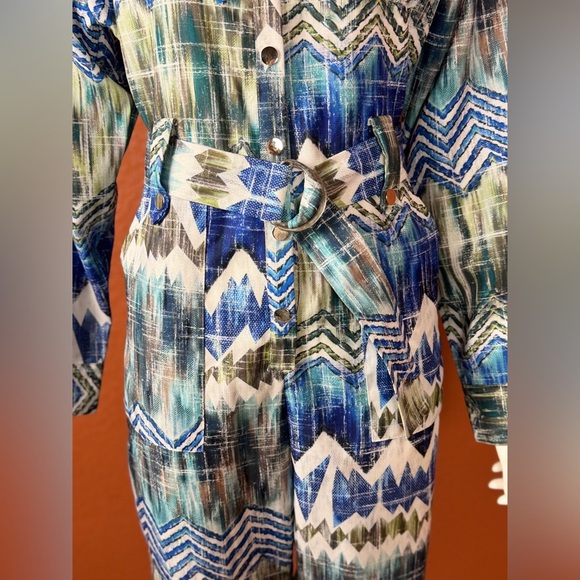 L'ATISTE Blue and Green Patterned Jumpsuit Size Small. E71 - Picture 9 of 15